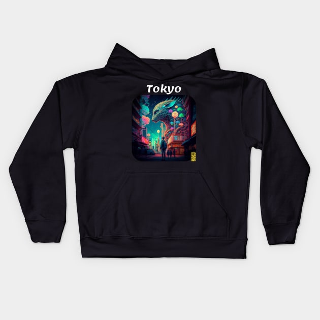 Tokyo, Japan v5 Kids Hoodie by AI-datamancer